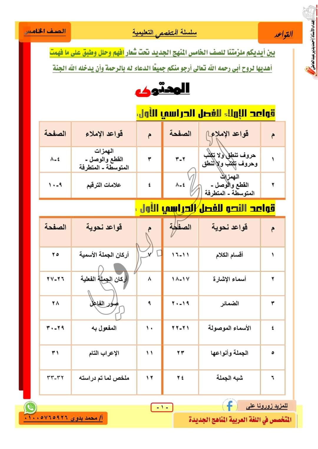 ملزمة المتخصص في النحو للصف الخامس الابتدائي الترم الاول - منصة كتاتيب مصر - ملزمة المتخصص في النحو للصف الخامس الابتدائي الترم الاول ملزمة المتخصص في النحو للصف الخامس الابتدائي الترم الاول