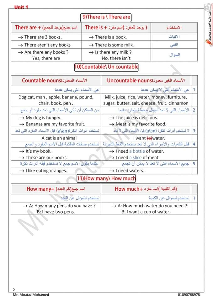ملزمة تدريبات الجرامر لمنهج كونكت الصف الخامس الابتدائي الترم الاول