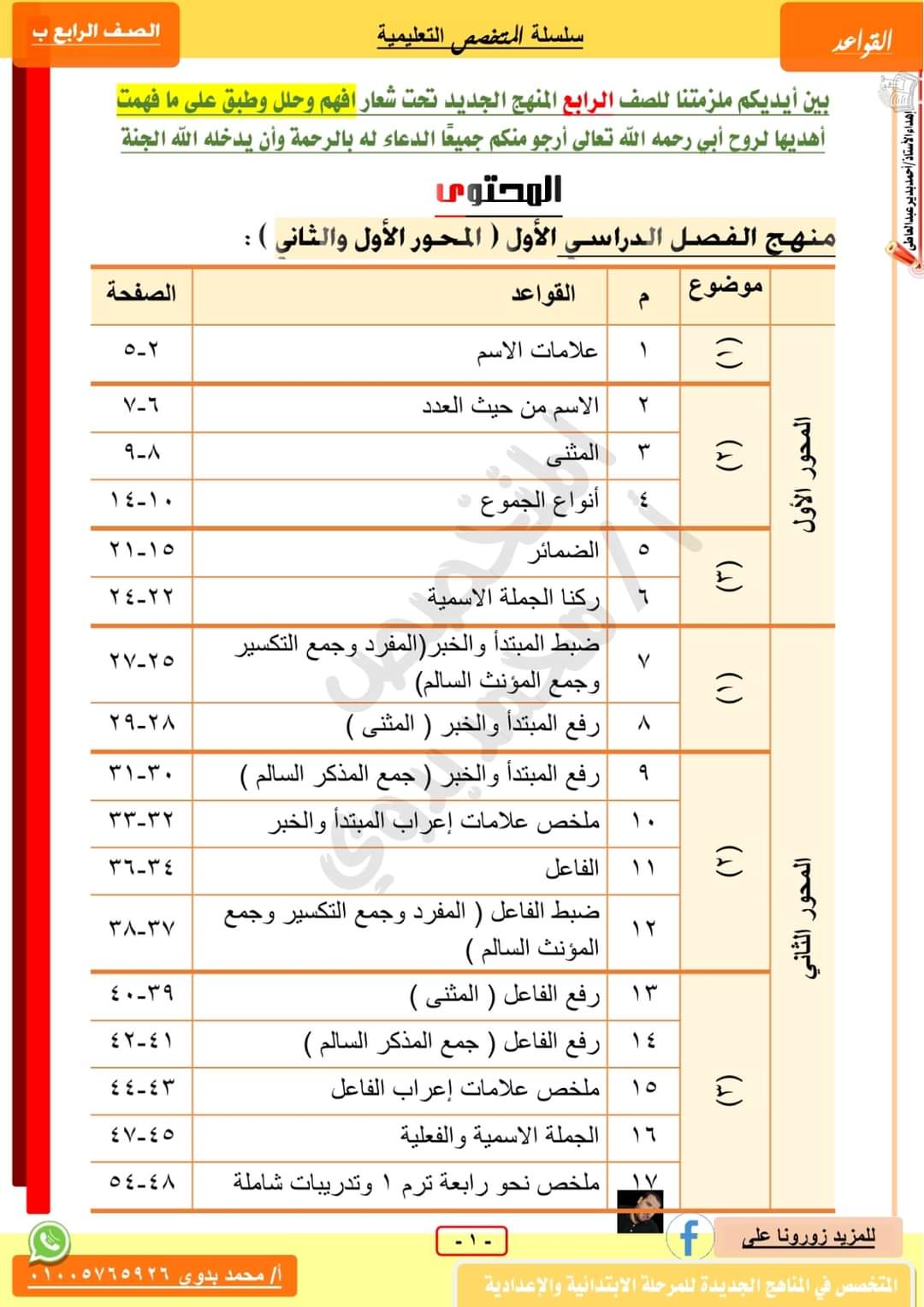 ملزمة المتخصص في النحو للصف الرابع الابتدائي الترم الأول - منصة كتاتيب مصر - ملزمة المتخصص في النحو للصف الرابع الابتدائي الترم الأول ملزمة المتخصص في النحو للصف الرابع الابتدائي الترم الأول