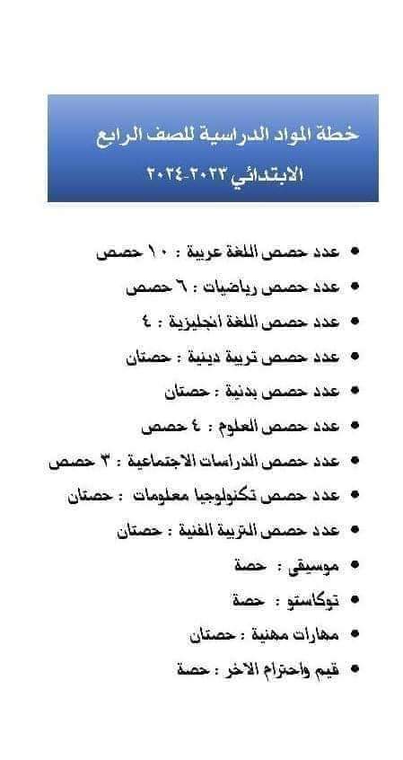 خطة المواد الدراسية للمرحلة الابتدائية لجميع الصفوف للعام الدراسي 2023 - 2014 - منصة كتاتيب مصر - خطة المواد الدراسية للمرحلة الابتدائية لجميع الصفوف للعام الدراسي 2023 - 2014 خطة المواد الدراسية للمرحلة الابتدائية لجميع الصفوف للعام الدراسي 2023 - 2014