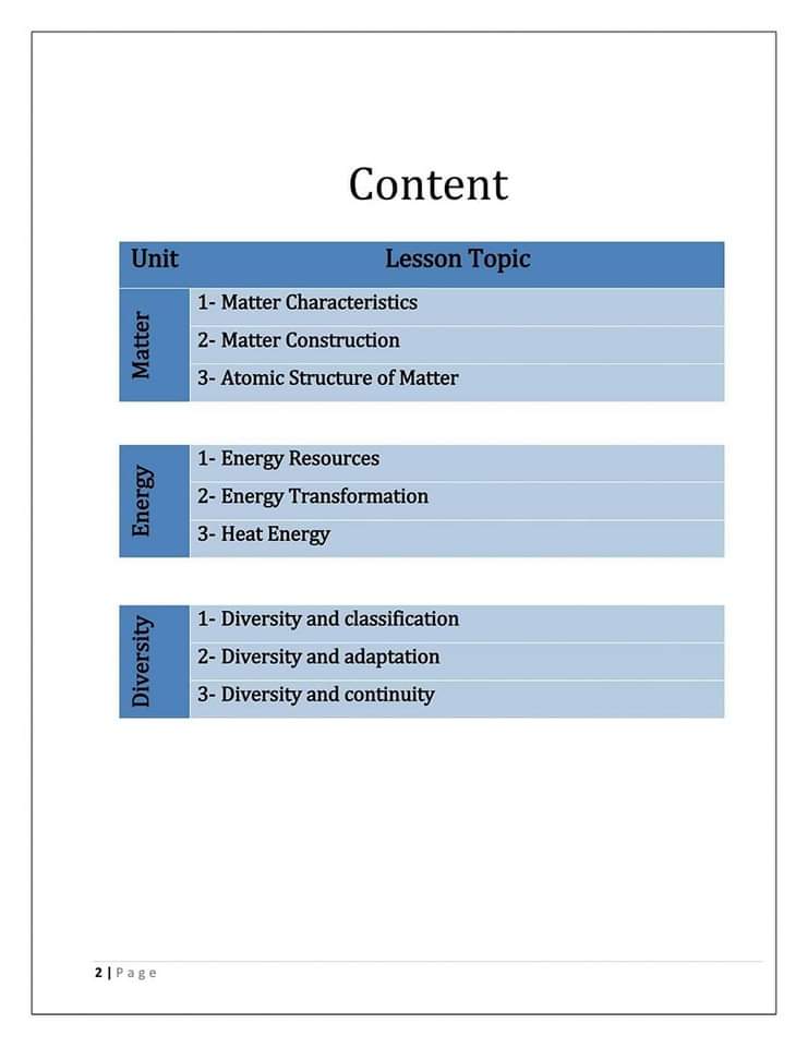 ملزمة الساينس للصف الاول الاعدادي الترم الاول