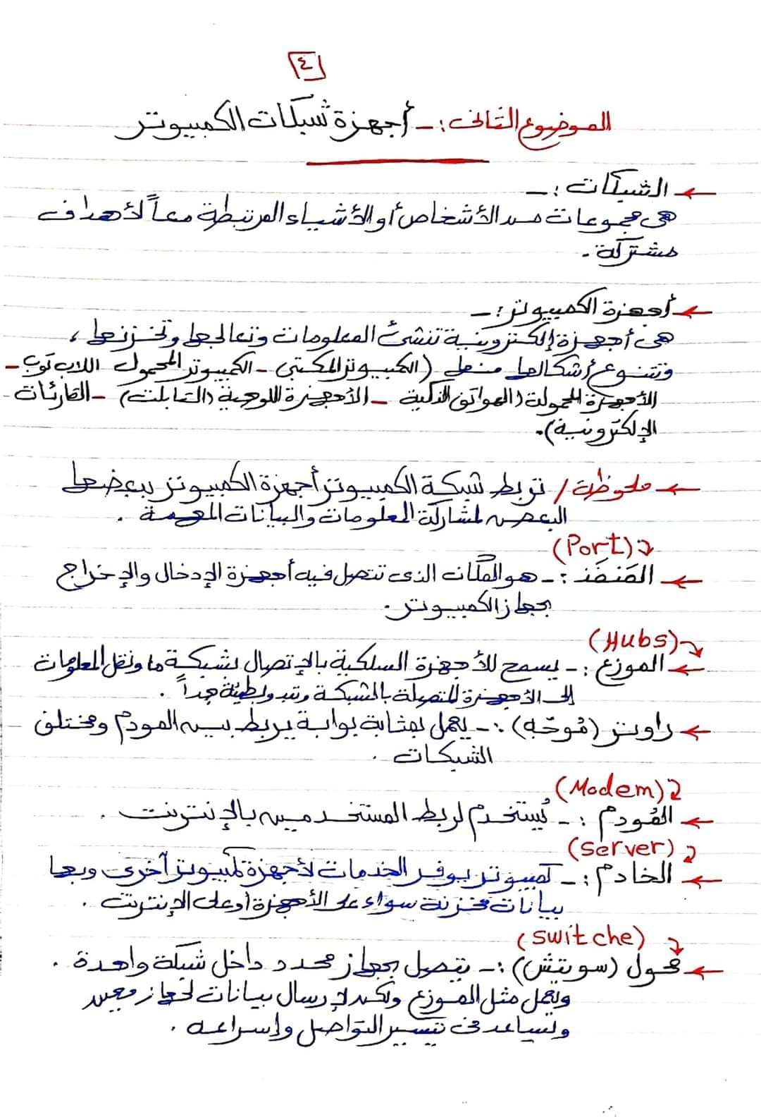 ملخص تكنولوجيا المعلومات والاتصالات الصف السادس الابتدائي الترم الاول 2024