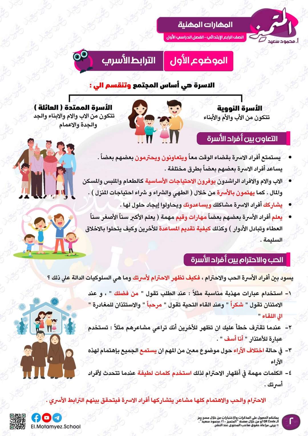 مراجعة المتميز لمقررات اكتوبر مهارات مهنية الصف الرابع الابتدائي