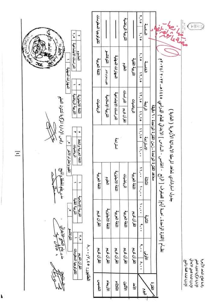 خطة الدراسة والجداول الاسترشادية لكل مواد المرحلة الابتدائية الأزهرية للعام الدراسي 2023 - 2024