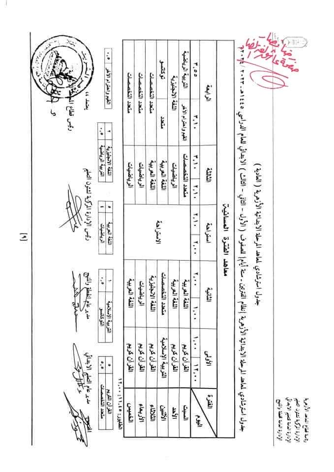 خطة الدراسة والجداول الاسترشادية لكل مواد المرحلة الابتدائية الأزهرية للعام الدراسي 2023 - 2024