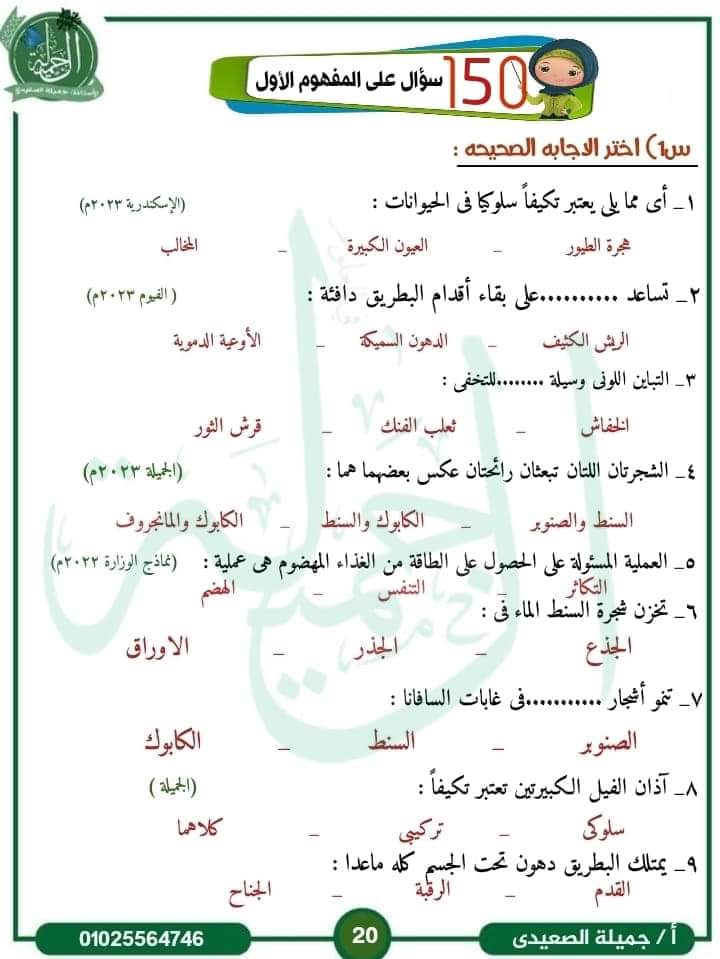 مراجعة اكتوبر علوم الصف الرابع الابتدائي لمس جميلة الصعيدي مراجعة اكتوبر علوم الصف الرابع الابتدائي لمس جميلة الصعيدي