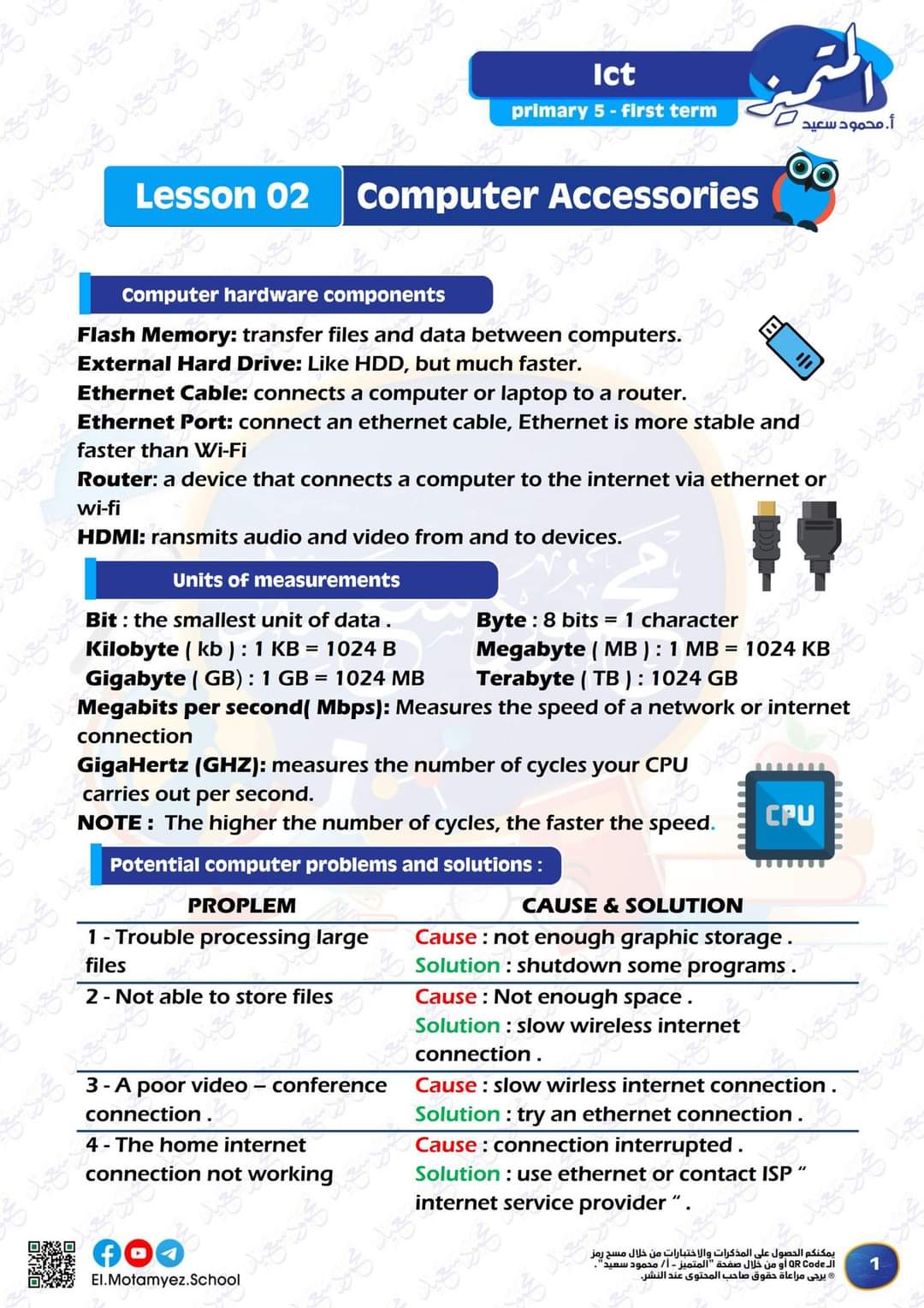 مراجعة المتميز مقرر اكتوبر ICT الصف الخامس الابتدائي لغات مراجعة المتميز مقرر اكتوبر ICT الصف الخامس الابتدائي لغات