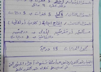 مواصفات وتوزيع درجات امتحانات الشهر للصفوف الرابع والخامس والسادس الابتدائي