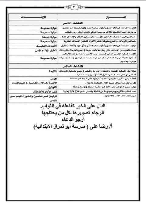 أسئلة معلم اول أ ومعلم خبير من المنصة الالكترونية واجاباتها