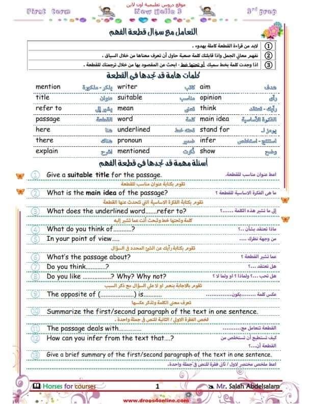 ملزمة شرح براجراف الصف الثالث الاعدادي ملزمة شرح براجراف الصف الثالث الاعدادي