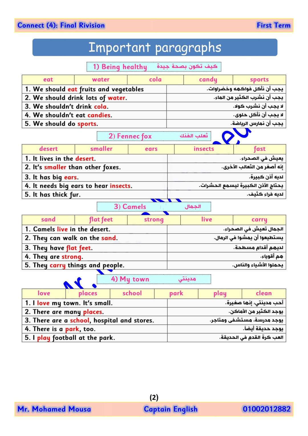 ملزمة المراجعة النهائية كونكت رابعة ابتدائى الترم الاول