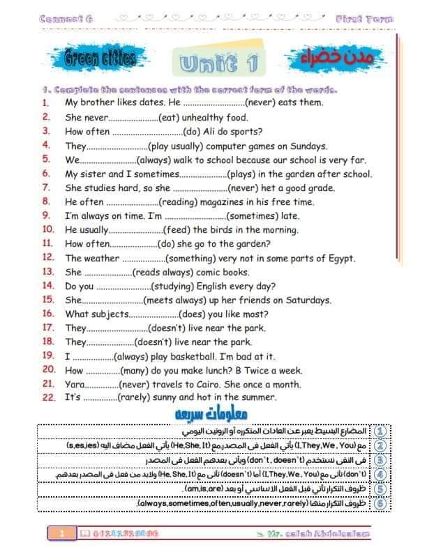 ملزمة سؤال تصحيح الكلمه الخطأ - مع تلخيص سريع لقواعد المنهج الصف السادس الابتدائي
