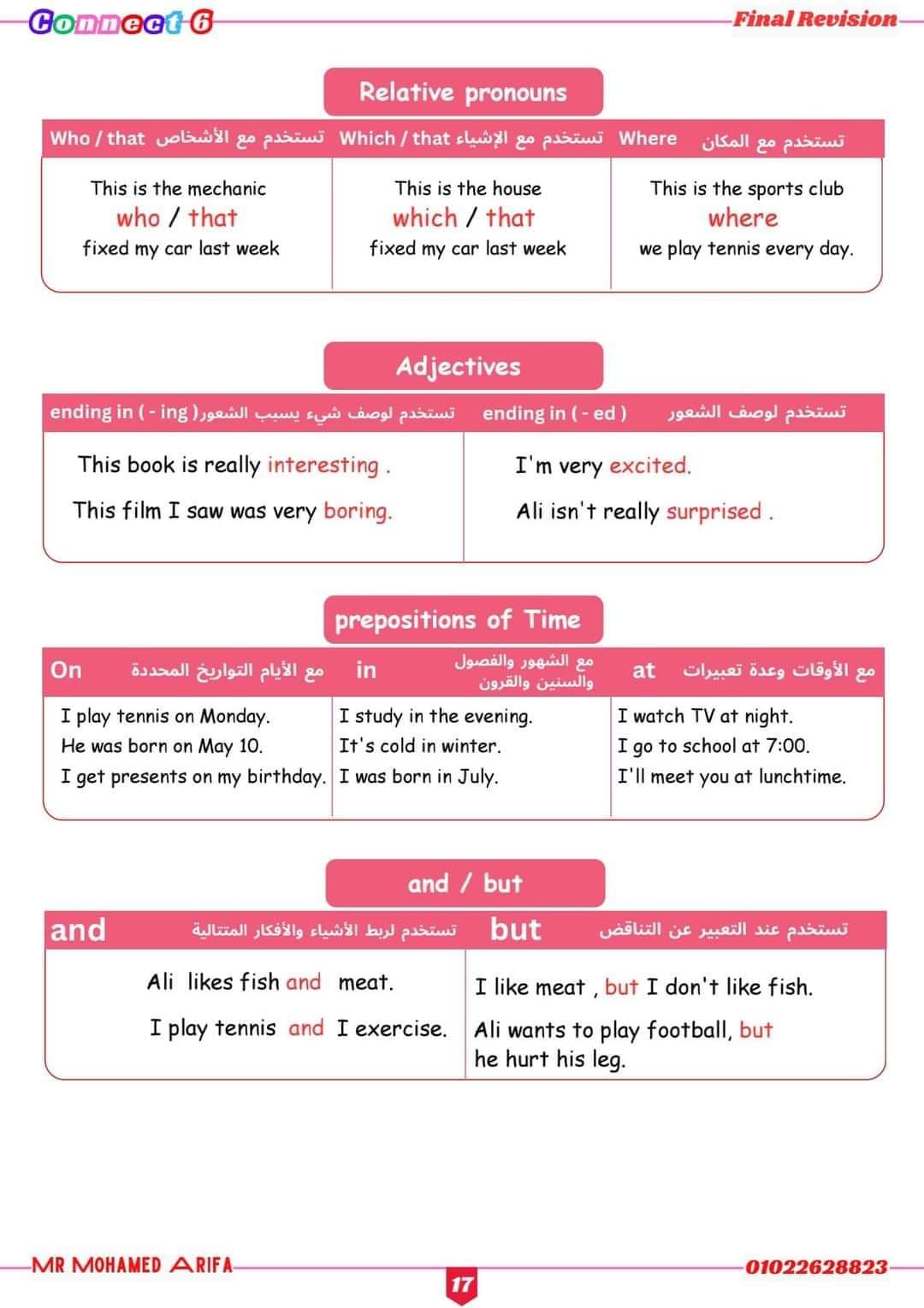 ملزمة مراجعة نهائية كونكت الصف السادس الابتدائي الترم الاول