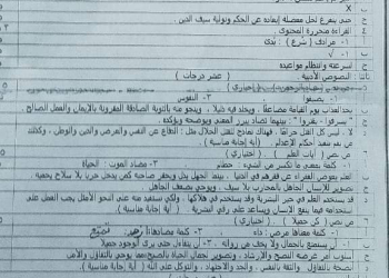 نموذج الاجابة الرسمي وتوزيع الدرجات لمادة اللغة العربية الصف الثالث الاعدادي محافظة الفيوم الترم الاول 2024