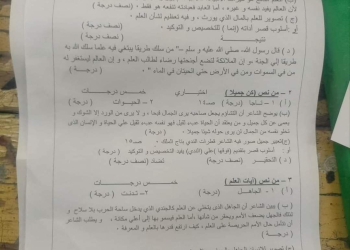 نموذج الاجابة الرسمي وتوزيع الدرجات لمادة اللغة العربية الصف الثالث الاعدادي محافظة القليوبية الترم الاول 2024
