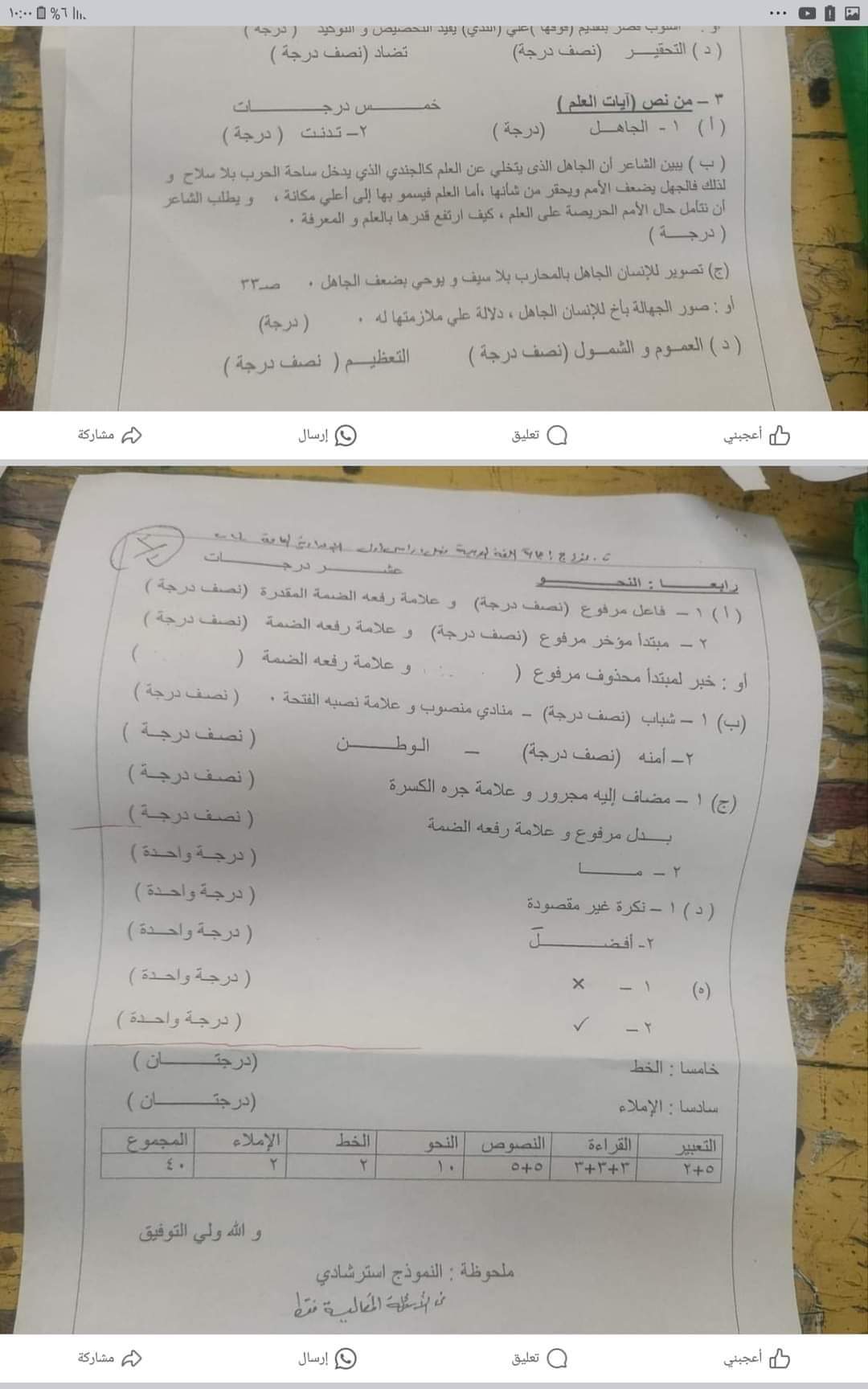 نموذج الاجابة الرسمي وتوزيع الدرجات لمادة اللغة العربية الصف الثالث الاعدادي محافظة القليوبية الترم الاول 2024 نموذج الاجابة الرسمي وتوزيع الدرجات لمادة اللغة العربية الصف الثالث الاعدادي محافظة القليوبية الترم الاول 2024