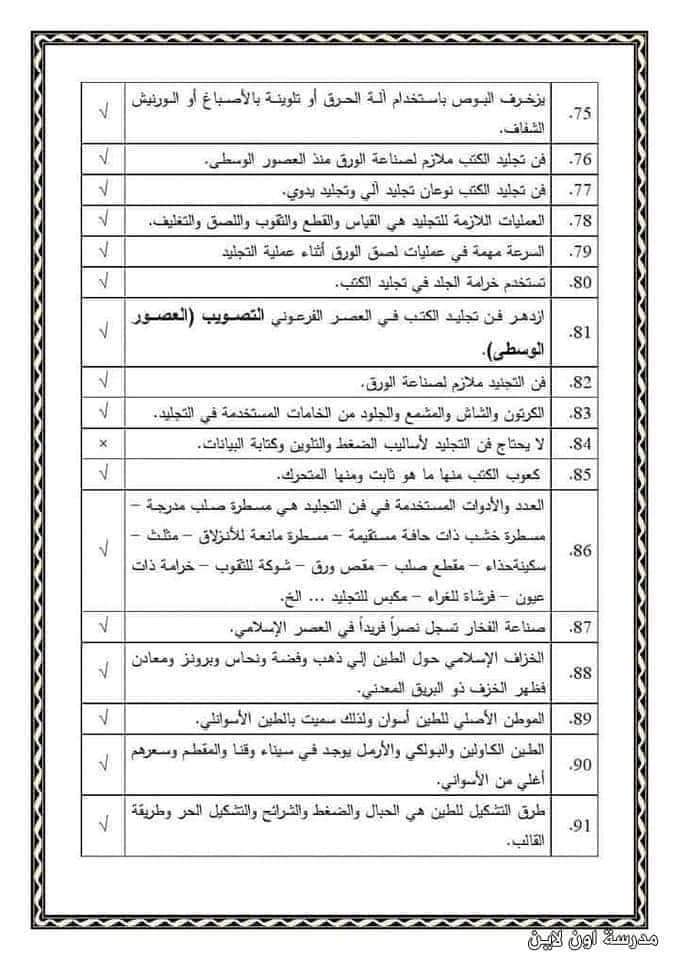 مراجعة ليلة الامتحان ثقافة فنية الصف الثالث الإعدادي الترم الاول مع الإجابات مراجعة ليلة الامتحان ثقافة فنية الصف الثالث الإعدادي الترم الاول مع الإجابات