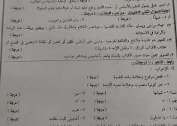 نموذج الاجابة الرسمي وتوزيع الدرجات لمادة اللغة العربية الصف الثالث الاعدادي محافظة الاسكندرية الترم الاول 2024