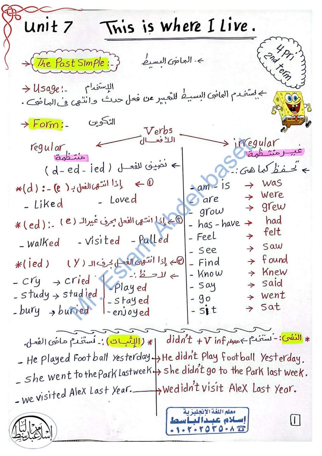 مذكرة المستر في شرح وتدريبات اللغة الإنجليزية للصفين الرابع والخامس الابتدائي الترم الثاني