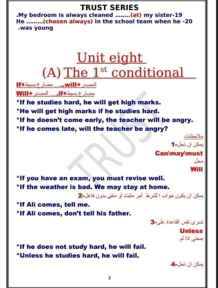 ملزمة تدريبات الجرامر الصف الثالث الاعدادي الترم الثاني كامل