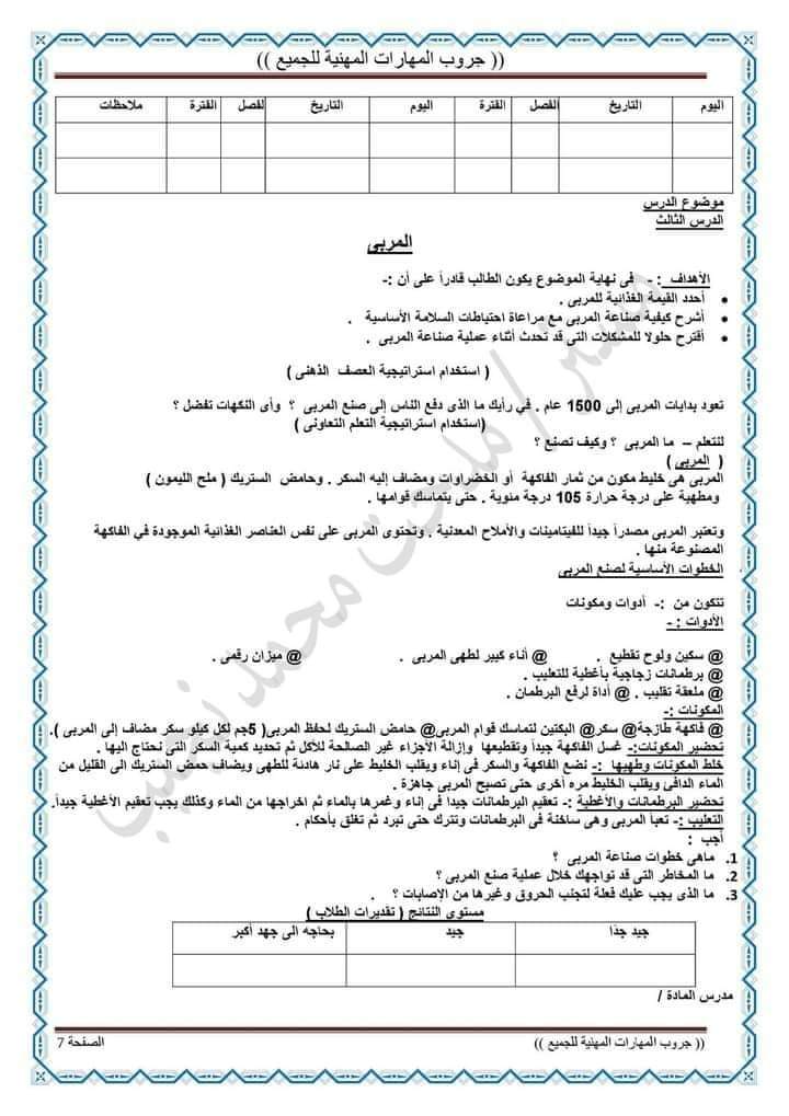 تحضير دروس المهارات المهنية الصف السادس الابتدائي الترم الثاني 2024 تحضير دروس المهارات المهنية الصف السادس الابتدائي الترم الثاني 2024