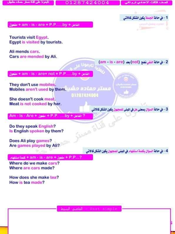 ملزمة شرح وتدريبات الجرامر للشهادة الاعدادية الترم الثاني لمستر حمادة حشيش ملزمة شرح وتدريبات الجرامر للشهادة الاعدادية الترم الثاني لمستر حمادة حشيش