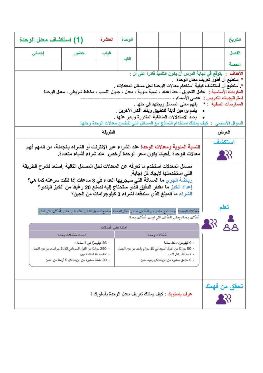 دفتر تحضير الرياضيات الصف السادس الابتدائي الترم الثاني كامل