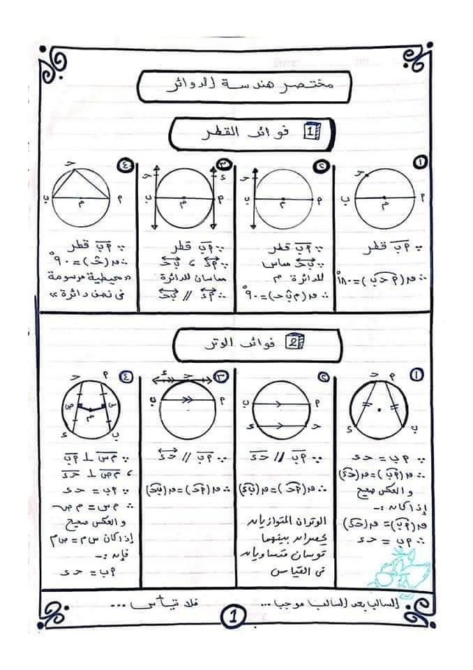 اقوى ملزمة مراجعة الهندسة الصف الثالث الاعدادي الترم الثاني