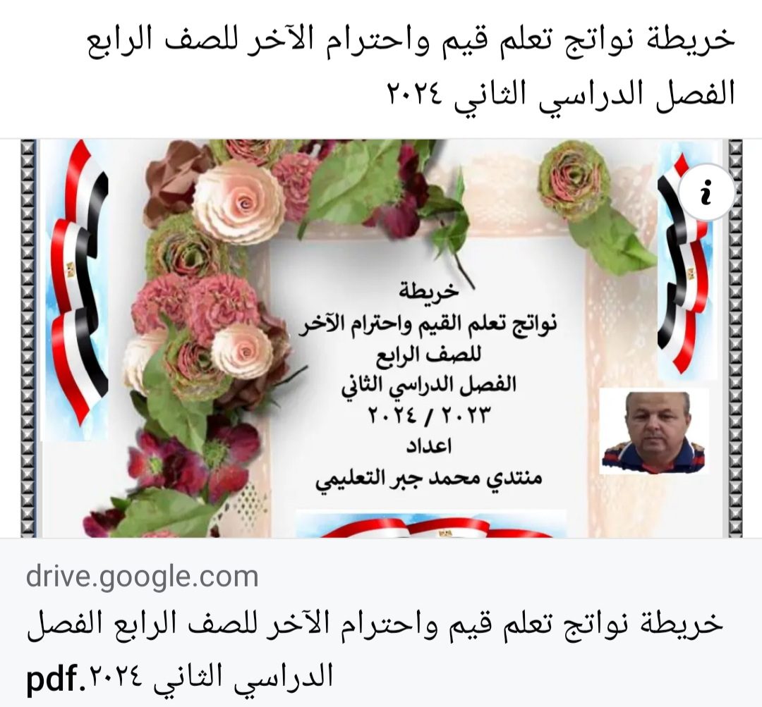 خريطة نواتج تعلم قيم واحترام الآخر للصف الرابع الابتدائي الفصل الدراسي الثاني ٢٠٢٤ خريطة نواتج تعلم قيم واحترام الآخر للصف الرابع الابتدائي الفصل الدراسي الثاني ٢٠٢٤