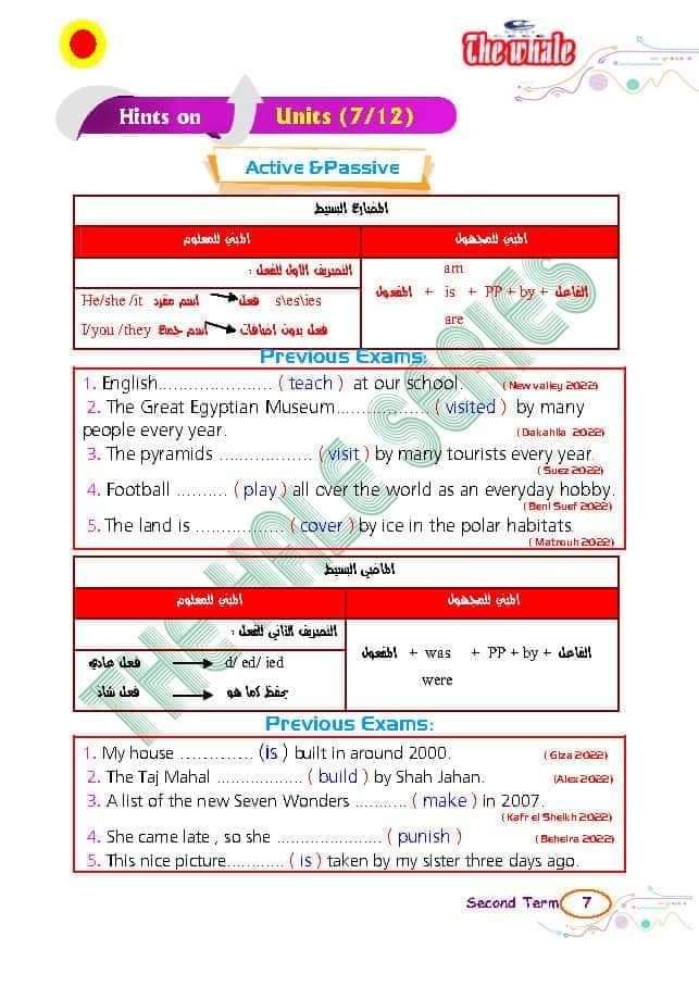 ملزمة مراجعة الجرامر كامل للصف الثالث الاعدادي الترم الثاني ملزمة مراجعة الجرامر كامل للصف الثالث الاعدادي الترم الثاني