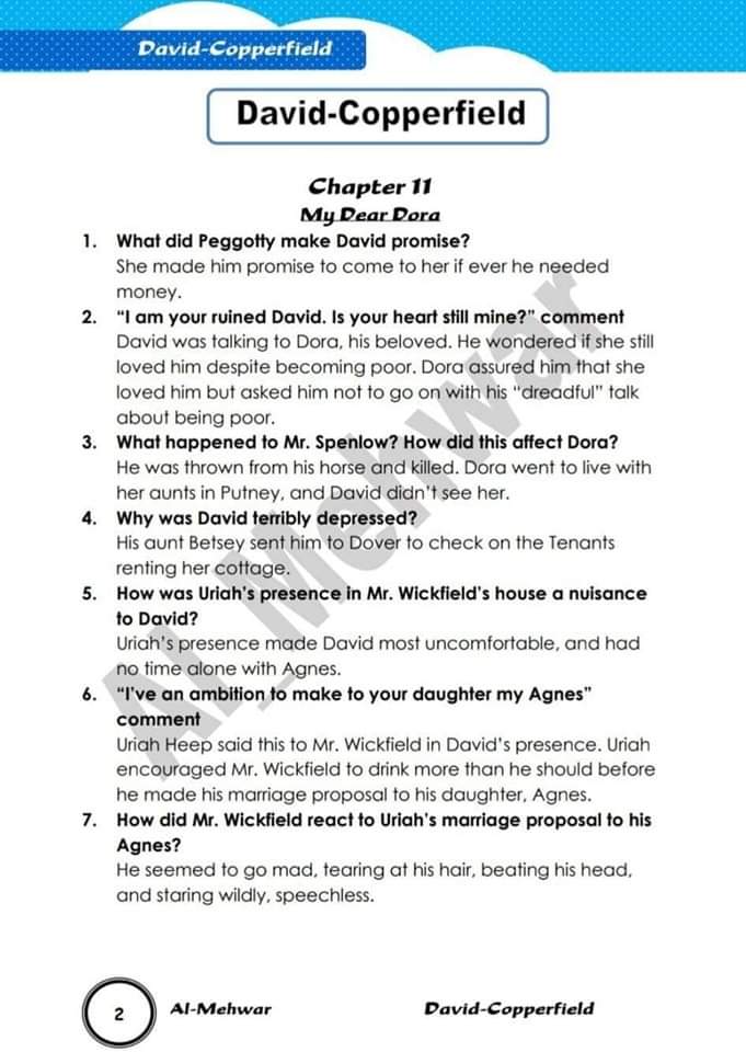 ملزمة مراجعة قصة David Copperfield للصفين الأول والثاني الاعدادي للمدارس التجريبية واللغات ملزمة مراجعة قصة David Copperfield للصفين الأول والثاني الاعدادي للمدارس التجريبية واللغات - David Copperfield