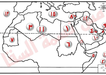 الخريطة المتوقعة في اختبار الدراسات الصف السادس الابتدائي الترم الثاني بالاجابات
