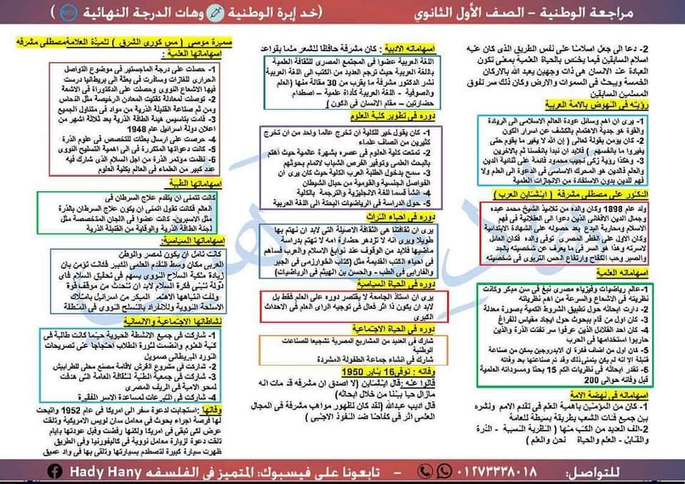 مراجعة ليلة الامتحان تربية وطنية الصف الأول الثانوي الترم الثاني مراجعة ليلة الامتحان تربية وطنية الصف الأول الثانوي الترم الثاني