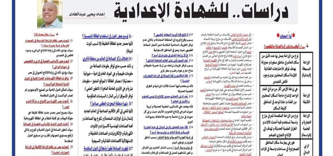 توقعات الجمهورية في كل مواد الشهادة الاعدادية الترم الثاني 2024 توقعات الجمهورية في كل مواد الشهادة الاعدادية الترم الثاني 2024