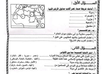 امتحان الدراسات الاجتماعية آخر العام الصف السادس الابتدائي محافظة كفر الشيخ