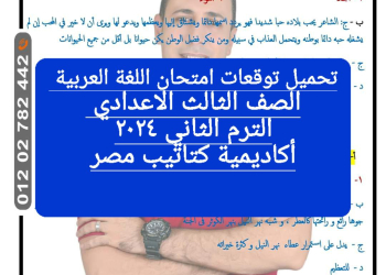 توقعات امتحان اللغة العربية الصف الثالث الاعدادي محافظة بورسعيد الترم الثاني ٢٠٢٤