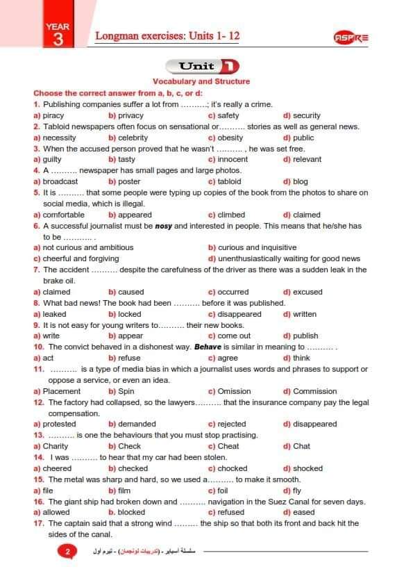 تجميع مذكرات المراجعة النهائية في اللغة الإنجليزية للثانوية العامة 2024