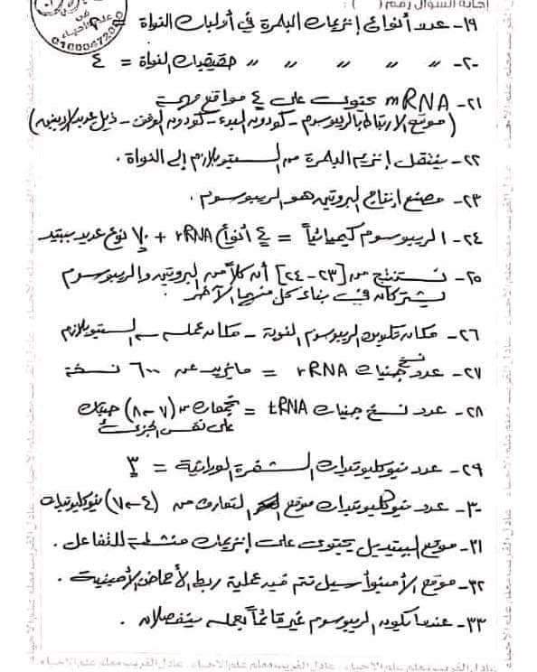اهم الاسئلة المتوقعة في الأحياء للثانوية العامة بالاجابات