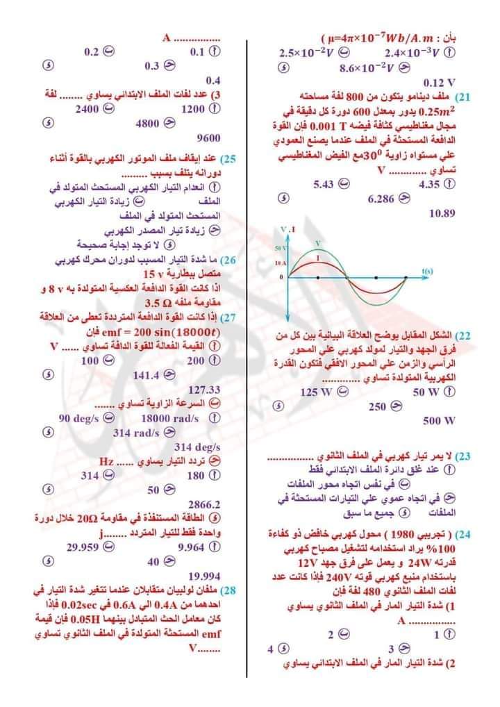 توقعات جريدة الأهرام في الفيزياء للثانوية العامة 2024 بالاجابات توقعات جريدة الأهرام في الفيزياء للثانوية العامة 2024 بالاجابات
