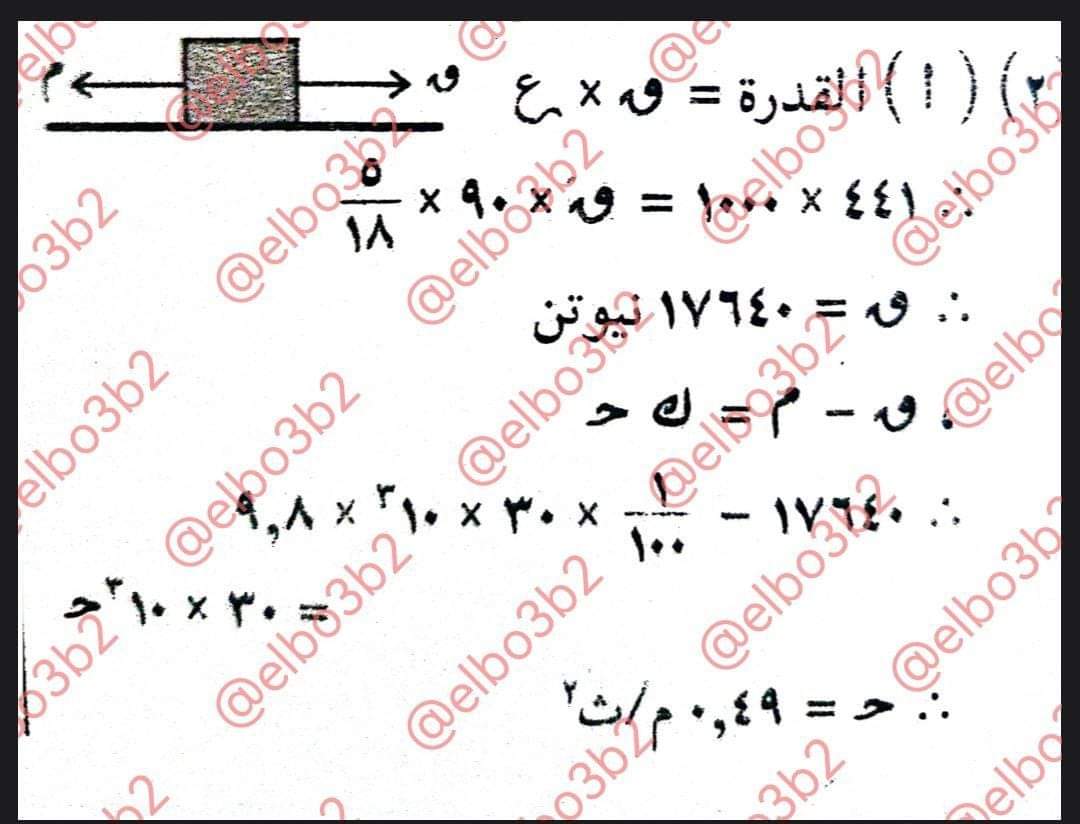 حل امتحان الديناميكا للثانوية الأزهرية 2024 حل امتحان الديناميكا للثانوية الأزهرية 2024
