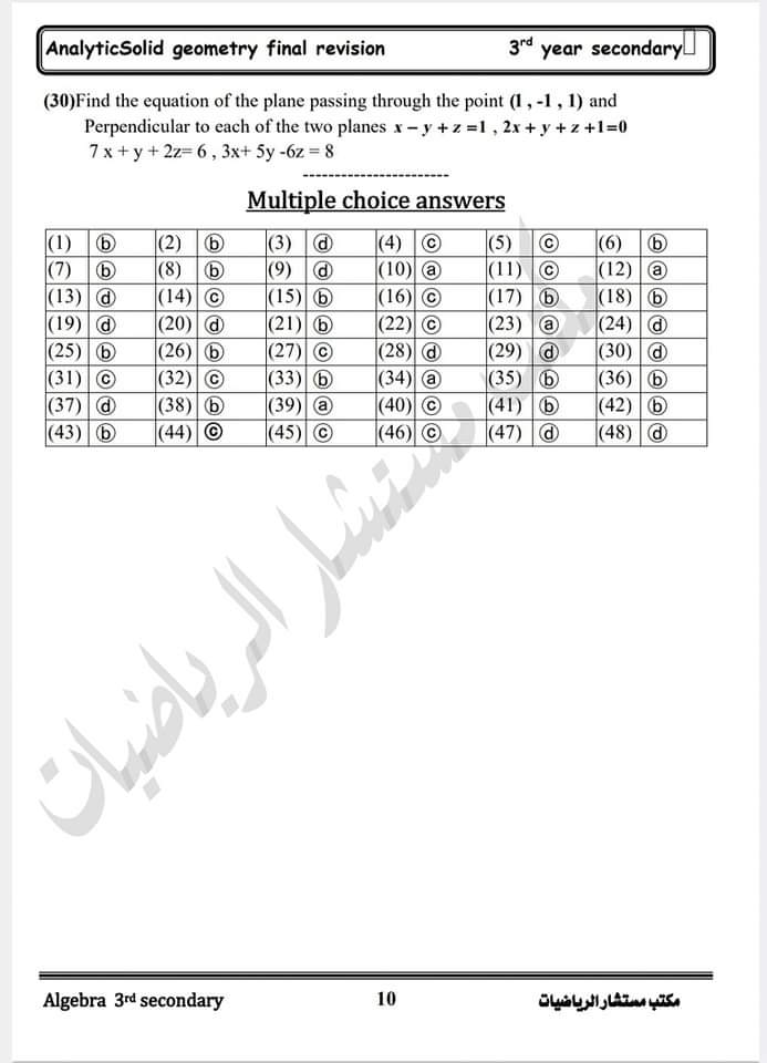 مراجعة مكتب مستشار الرياضيات في الجبر والهندسة الفراغية للثانوية العامة 2024 مراجعة مكتب مستشار الرياضيات في الجبر والهندسة الفراغية للثانوية العامة 2024
