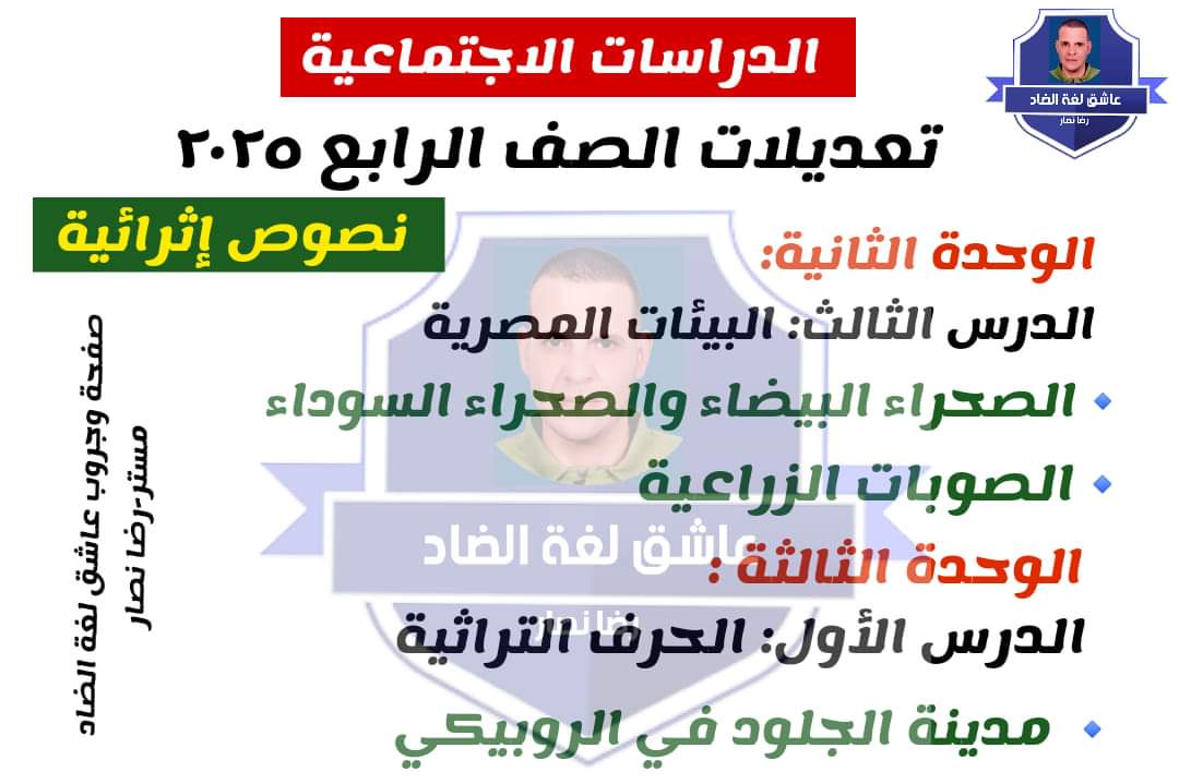 تعديلات منهج الدراسات الاجتماعيه للصف الرابع الابتدائي 2025 تعديلات منهج الدراسات الاجتماعيه للصف الرابع الابتدائي 2025