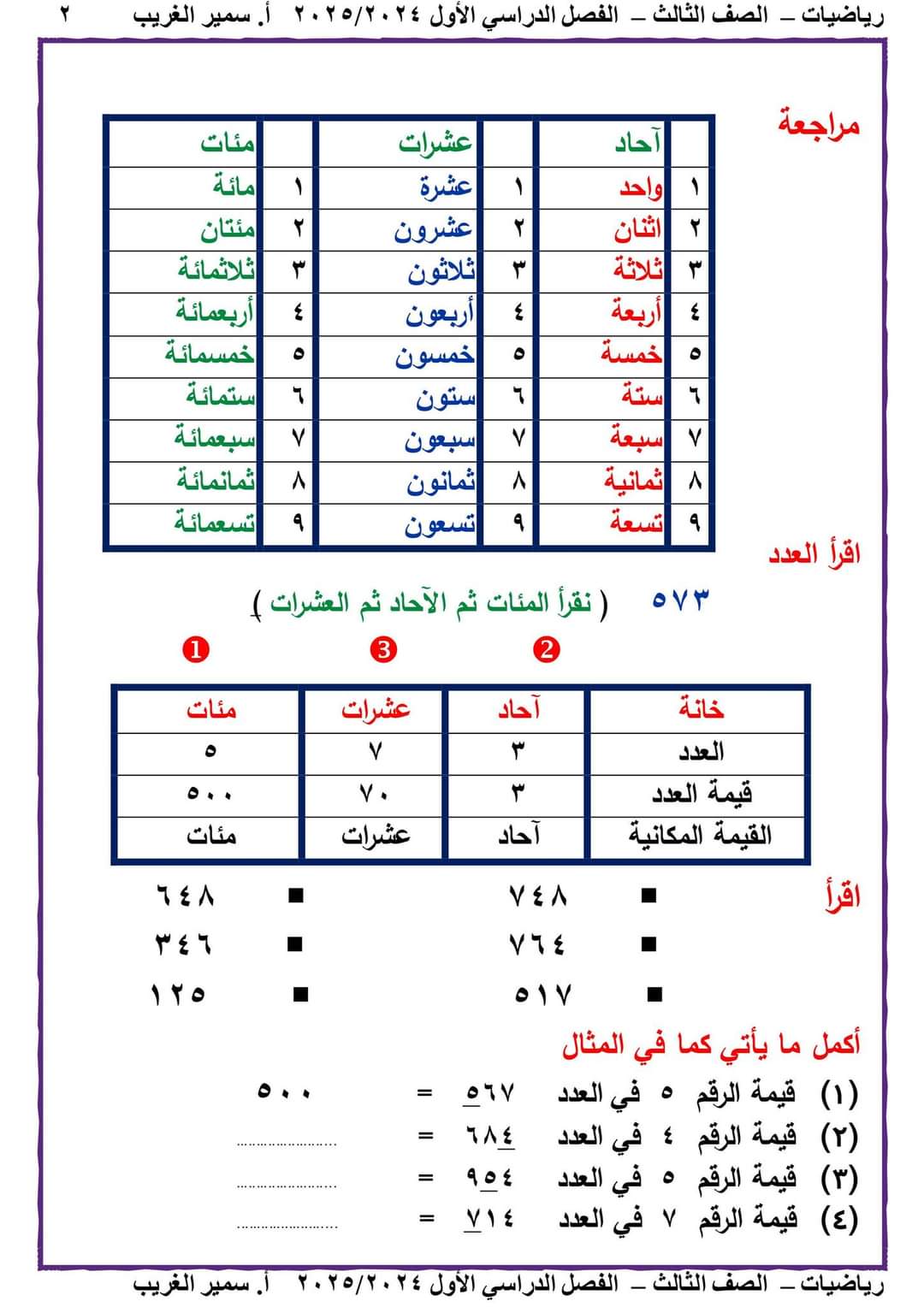 تحميل ملزمة سمير الغريب الرياضيات الصف الثالث الابتدائي الترم الاول ٢٠٢٥ تحميل ملزمة سمير الغريب الرياضيات الصف الثالث الابتدائي الترم الاول ٢٠٢٥