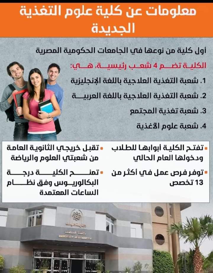 كل المعلومات عن كلية علوم التغذية أقسامها وشروط القبول ومجالات العمل المهني والدرجات العلمية كل المعلومات عن كلية علوم التغذية أقسامها وشروط القبول ومجالات العمل المهني والدرجات العلمية