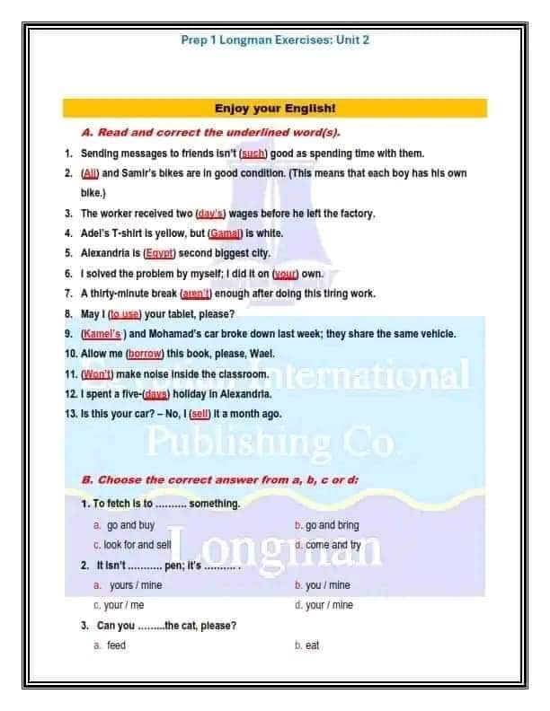 مراجعة لونجمان النهائية في اللغة الإنجليزية للصف الأول الاعدادي نظام جديد الترم الاول مراجعة لونجمان النهائية في اللغة الإنجليزية للصف الأول الاعدادي نظام جديد الترم الاول