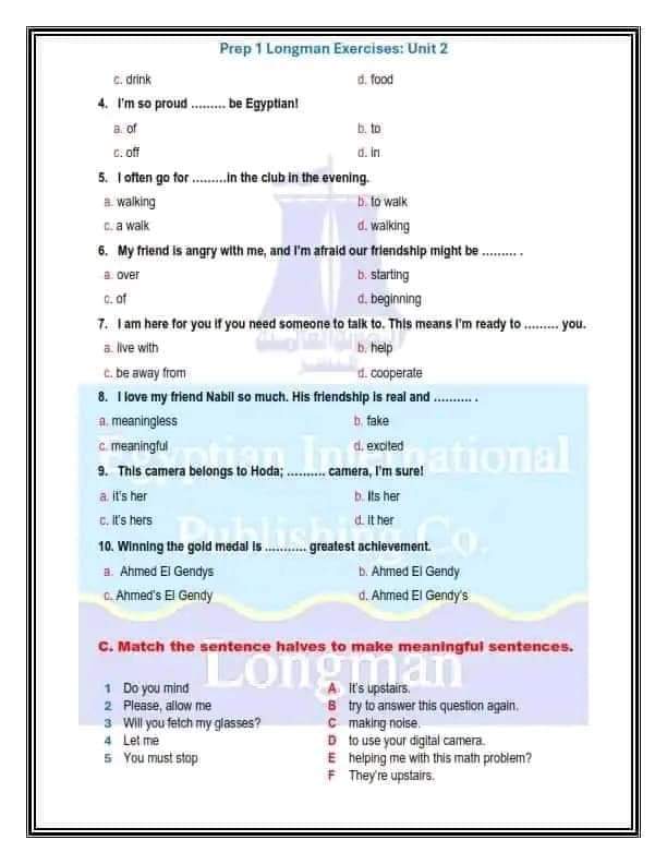 مراجعة لونجمان النهائية في اللغة الإنجليزية للصف الأول الاعدادي نظام جديد الترم الاول مراجعة لونجمان النهائية في اللغة الإنجليزية للصف الأول الاعدادي نظام جديد الترم الاول