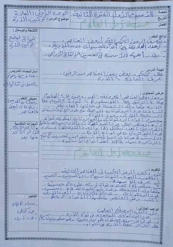 طريقة تحضير دروس العلوم للصف الأول الاعدادي الترم الاول 2025 طريقة تحضير دروس العلوم للصف الأول الاعدادي الترم الاول 2025