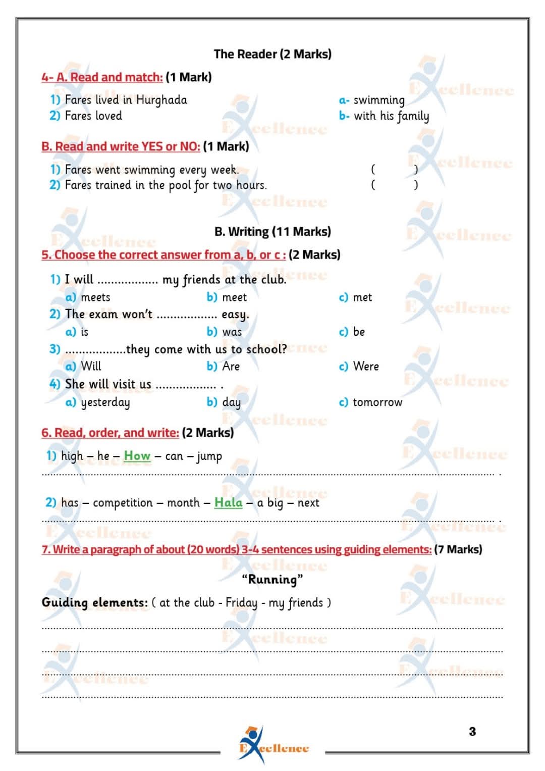 المراجعة النهائية وامتحانات فى اللغة الإنجليزية للصف الثالث الابتدائي الفصل الدراسي الأول 2025 المراجعة النهائية وامتحانات فى اللغة الإنجليزية للصف الثالث الابتدائي الفصل الدراسي الأول 2025