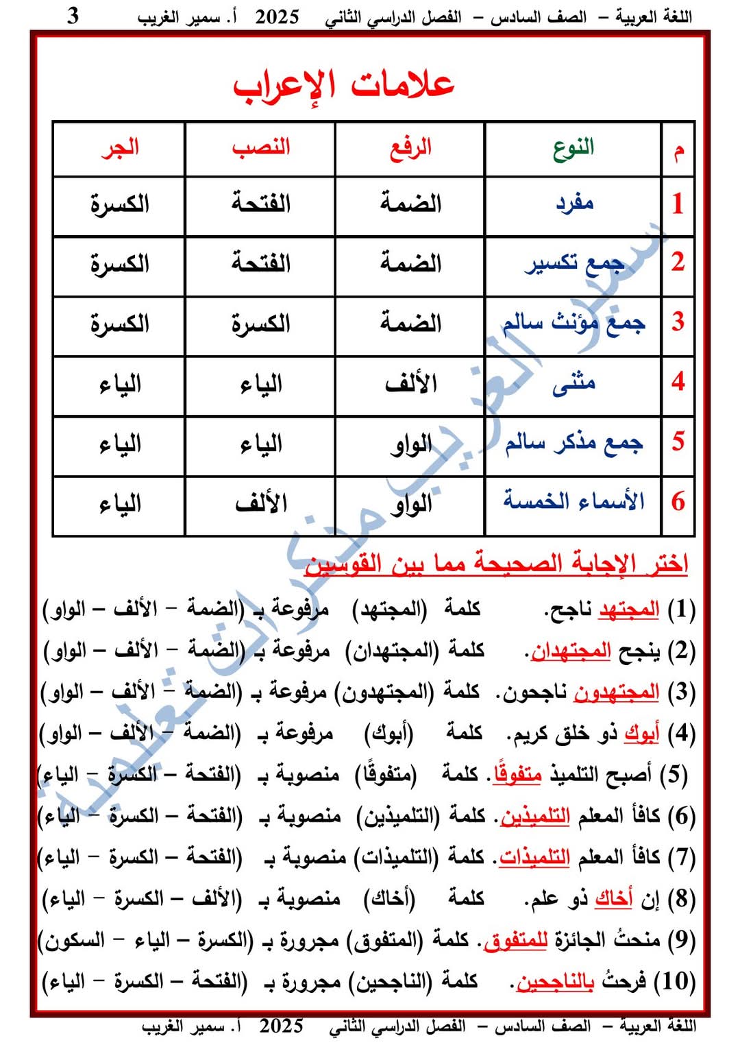 ملزمة اللغة العربية الصف السادس الابتدائي الفصل الدراسي الثاني 2025 ملزمة اللغة العربية الصف السادس الابتدائي الفصل الدراسي الثاني 2025 - تحميل مذكرات اللغة العربية