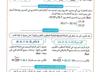 المراجعة النهائية في الرياضيات للصف الخامس الابتدائي الفصل الدراسي الاول